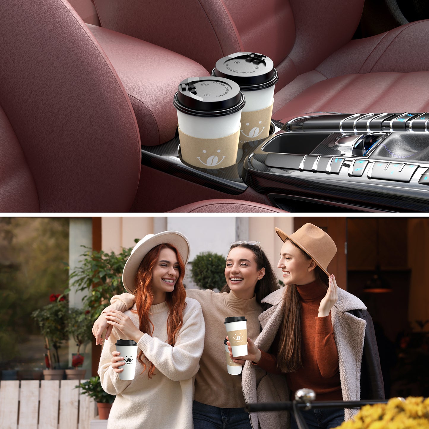 Coffee Cups with Lids and Sleeves, 16 oz 100 pack To Go Coffee Cups with Lids, Paper Hot Coffee Cups for Hot & Cold Beverage (White, 16 OZ)
