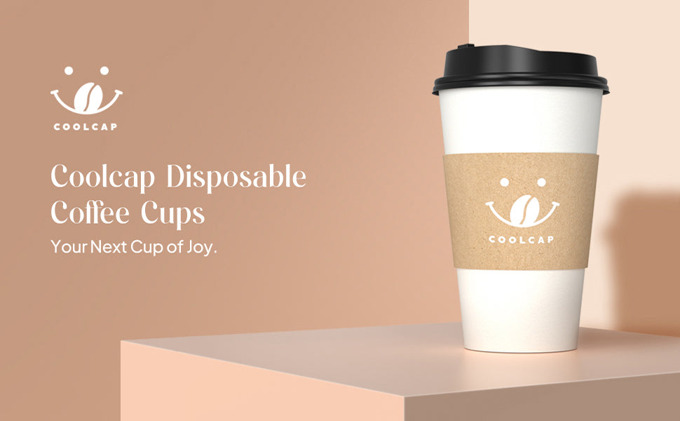 Coffee Cups with Lids and Sleeves, 16 oz 100 pack To Go Coffee Cups with Lids, Paper Hot Coffee Cups for Hot & Cold Beverage (White, 16 OZ)