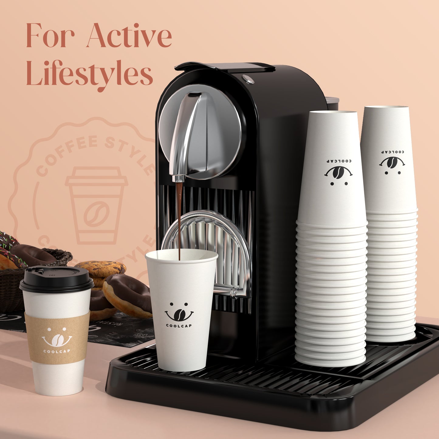 Coffee Cups with Lids and Sleeves, 16 oz 100 pack To Go Coffee Cups with Lids, Paper Hot Coffee Cups for Hot & Cold Beverage (White, 16 OZ)